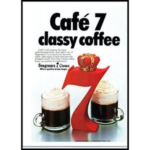 1979 Seagram's 7 Seven Crown Whiskey Vintage Print Ad Classy Coffee Cafe Photo